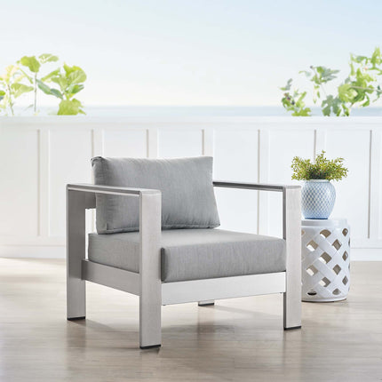 Modway EEI-4225 Shore Sunbrella® Fabric Aluminum Outdoor Patio Armchair - Plaza Home Decor