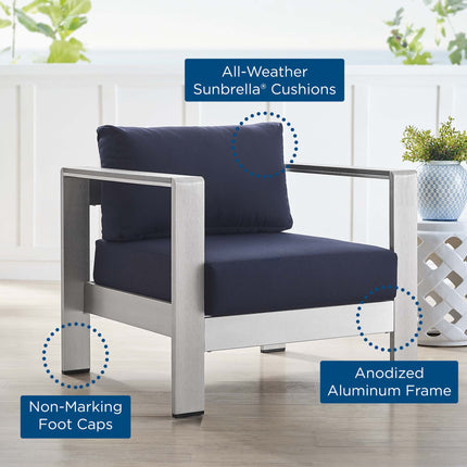 Modway EEI-4225 Shore Sunbrella® Fabric Aluminum Outdoor Patio Armchair - Plaza Home Decor