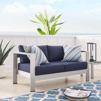 Modway EEI-4226 Shore Sunbrella® Fabric Aluminum Outdoor Patio Loveseat - Plaza Home Decor