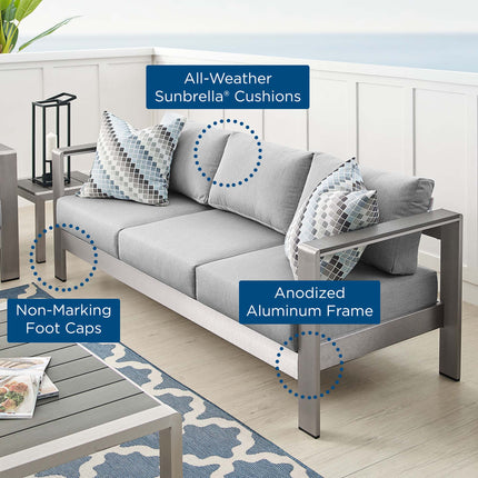 Modway EEI-4228 Shore Sunbrella® Fabric Aluminum Outdoor Patio Sofa - Plaza Home Decor