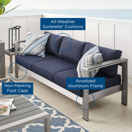 Modway EEI-4228 Shore Sunbrella® Fabric Aluminum Outdoor Patio Sofa - Plaza Home Decor