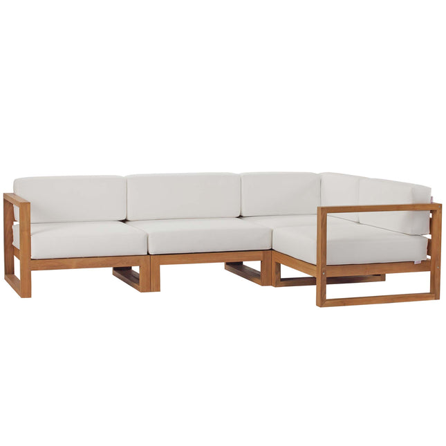 Modway EEI-4253 Upland 4-Piece Outdoor Patio Teak Wood Sectional Sofa Set