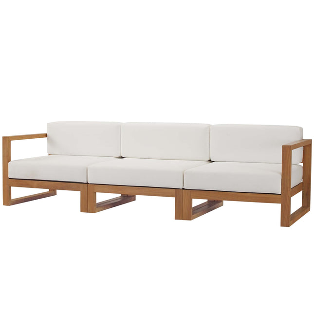 Modway EEI-4254 Upland 3-Piece Outdoor Patio Teak Wood Sectional Sofa Set Modway