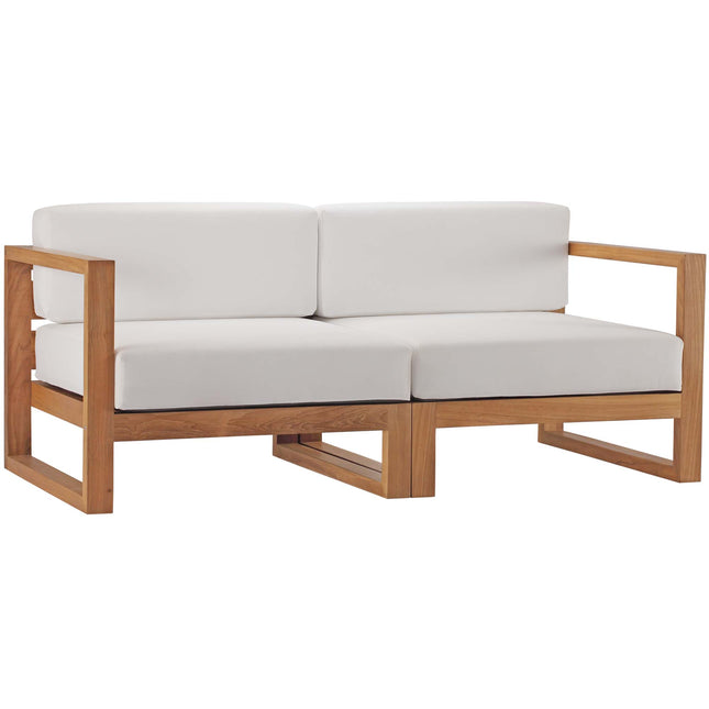 Modway EEI-4256 Upland 2-Piece Outdoor Patio Teak Wood Sectional Sofa Loveseat