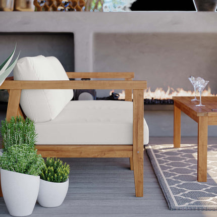 Modway EEI-4259 Bayport Outdoor Patio Teak Wood 2-Seater Loveseat Modway