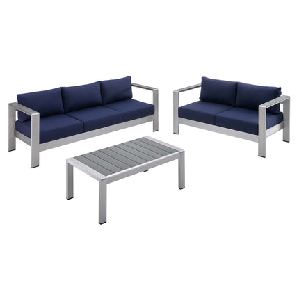 Modway EEI-4313 Shore 3 Piece Sunbrella® Fabric Outdoor Patio Aluminum Set Modway