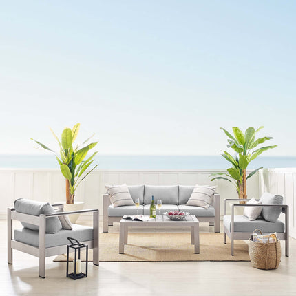 Modway EEI-4316 Shore 4 Piece Sunbrella® Fabric Outdoor Patio Aluminum Set Modway