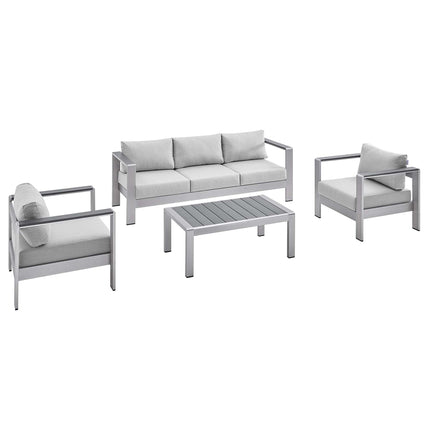 Modway EEI-4316 Shore 4 Piece Sunbrella® Fabric Outdoor Patio Aluminum Set Modway