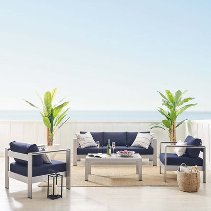 Modway EEI-4316 Shore 4 Piece Sunbrella® Fabric Outdoor Patio Aluminum Set Modway