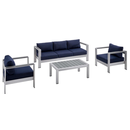 Modway EEI-4316 Shore 4 Piece Sunbrella® Fabric Outdoor Patio Aluminum Set Modway