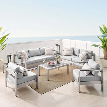Modway EEI-4322 Shore 7 Piece Sunbrella® Fabric Outdoor Patio Aluminum Set Modway