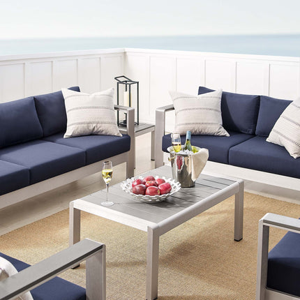 Modway EEI-4322 Shore 7 Piece Sunbrella® Fabric Outdoor Patio Aluminum Set Modway