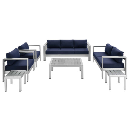 Modway EEI-4322 Shore 7 Piece Sunbrella® Fabric Outdoor Patio Aluminum Set Modway
