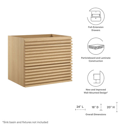 Modway EEI-4338 Render 24" Wall-Mount Bathroom Vanity Cabinet (Sink Basin Not Included) Modway