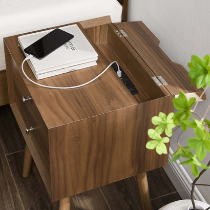 Modway EEI-4343 Ember Wood Nightstand With USB Ports Modway