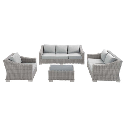 Modway EEI-4355 Conway 4-Piece Sunbrella® Outdoor Patio Wicker Rattan Furniture Set Modway