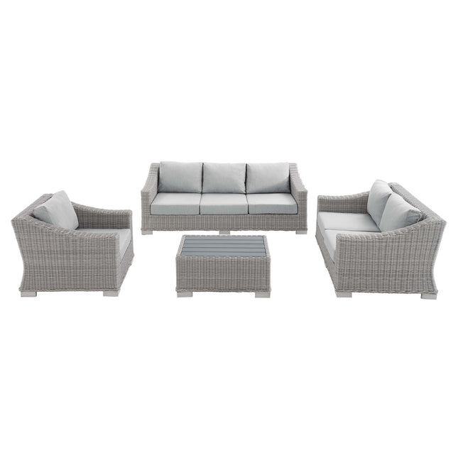 Modway EEI-4355 Conway 4-Piece Sunbrella® Outdoor Patio Wicker Rattan Furniture Set Modway