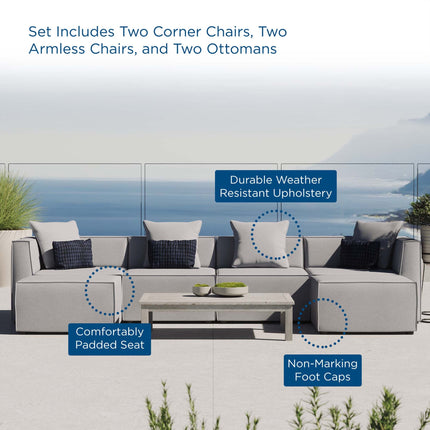 Modway EEI-4383 Saybrook 6-Piece Outdoor Patio Upholstered Sectional Sofa Modway