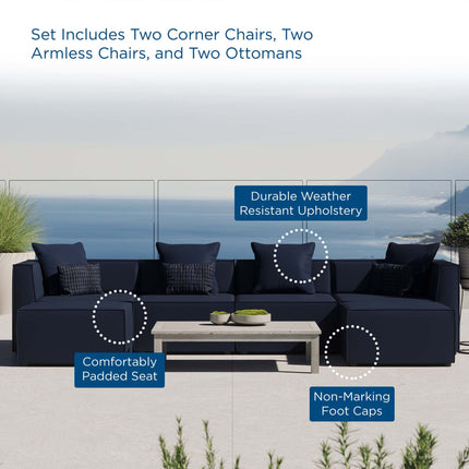 Modway EEI-4383 Saybrook 6-Piece Outdoor Patio Upholstered Sectional Sofa Modway