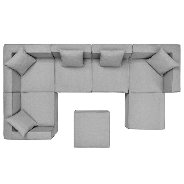 Modway EEI-4387 Saybrook 7-Piece Outdoor Patio Upholstered Sectional Sofa Modway