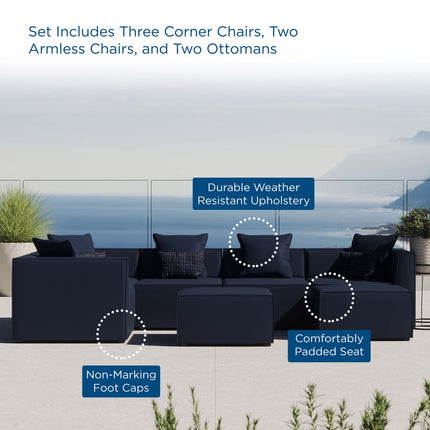 Modway EEI-4387 Saybrook 7-Piece Outdoor Patio Upholstered Sectional Sofa Modway
