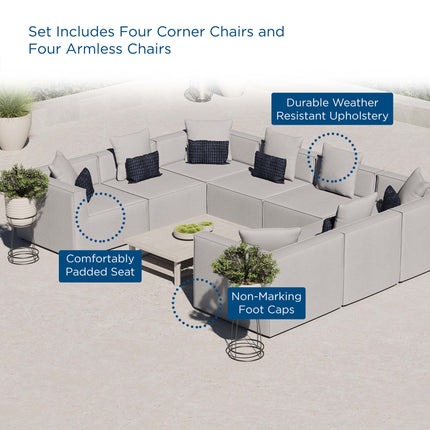 Modway EEI-4388 Saybrook 8-Piece Outdoor Patio Upholstered Sectional Sofa Modway