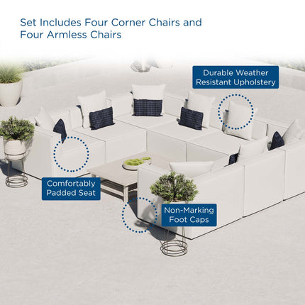 Modway EEI-4388 Saybrook 8-Piece Outdoor Patio Upholstered Sectional Sofa Modway