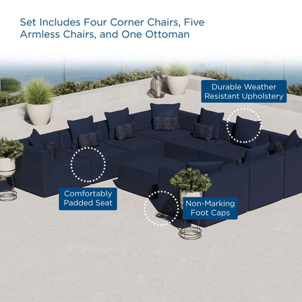 Modway EEI-4389 Saybrook 10-Piece Outdoor Patio Upholstered Sectional Sofa Modway