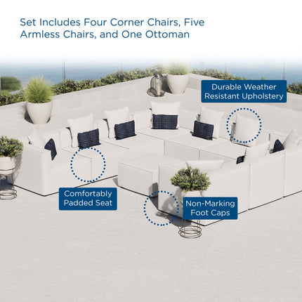 Modway EEI-4389 Saybrook 10-Piece Outdoor Patio Upholstered Sectional Sofa Modway