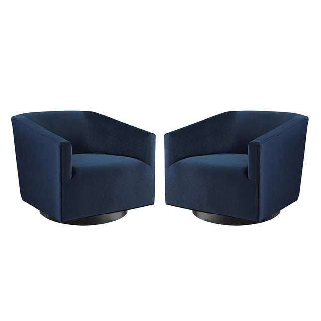 Modway EEI-4427 Twist Performance Velvet Swivel Chair Set of 2 Modway