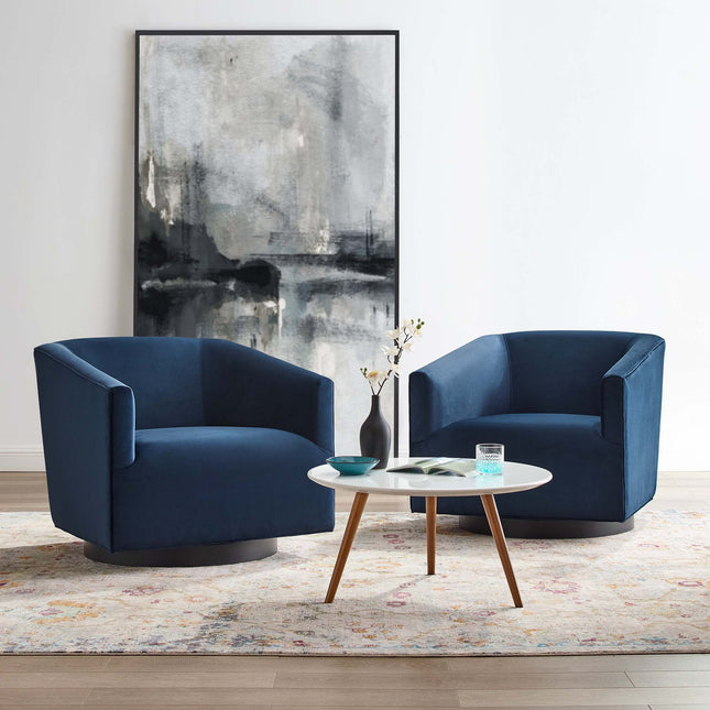 Modway EEI-4427 Twist Performance Velvet Swivel Chair Set of 2 Modway