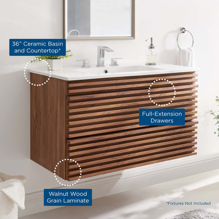 Modway EEI-4436 Render 36" Wall-Mount Bathroom Vanity Modway