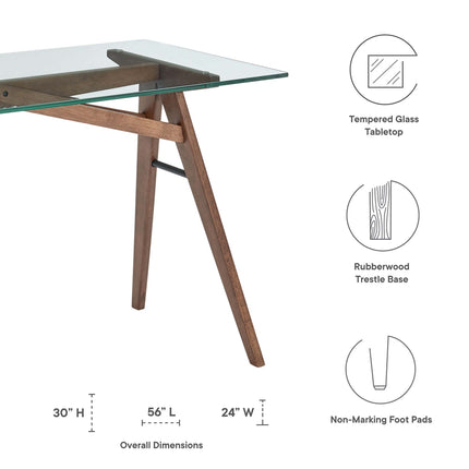 Modway EEI-4580 Steadfast Glass Top Office Desk - Plaza Home Decor