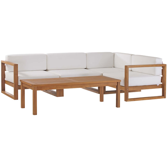 Modway EEI-4619 Upland 5-Piece Outdoor Patio Teak Wood Sectional Sofa Set