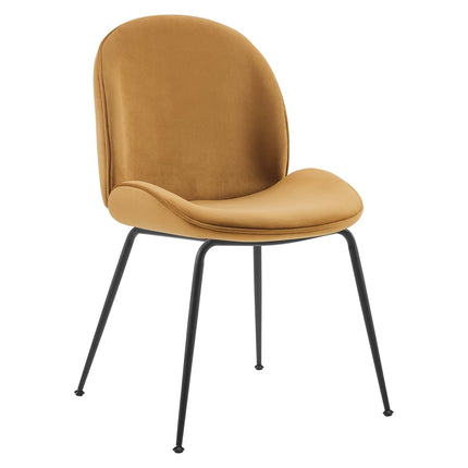 Modway EEI-4635 Scoop Black Powder Coated Steel Leg Performance Velvet Dining Chairs Set of 2 Modway