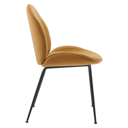 Modway EEI-4635 Scoop Black Powder Coated Steel Leg Performance Velvet Dining Chairs Set of 2 Modway