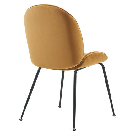 Modway EEI-4635 Scoop Black Powder Coated Steel Leg Performance Velvet Dining Chairs Set of 2 Modway