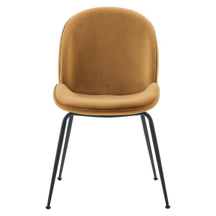 Modway EEI-4635 Scoop Black Powder Coated Steel Leg Performance Velvet Dining Chairs Set of 2 Modway