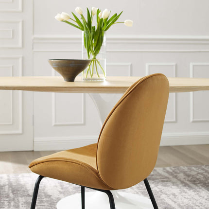 Modway EEI-4635 Scoop Black Powder Coated Steel Leg Performance Velvet Dining Chairs Set of 2 Modway