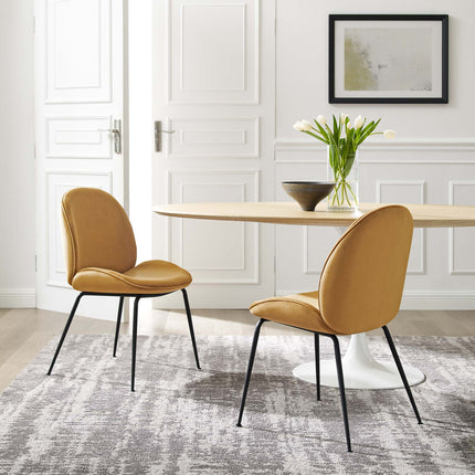 Modway EEI-4635 Scoop Black Powder Coated Steel Leg Performance Velvet Dining Chairs Set of 2 Modway