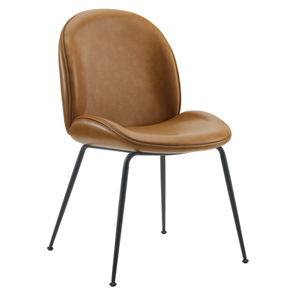 Modway EEI-4636 Scoop Black Powder Coated Steel Leg Vegan Leather Dining Chairs Set of 2 Modway