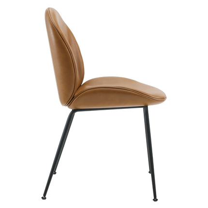 Modway EEI-4636 Scoop Black Powder Coated Steel Leg Vegan Leather Dining Chairs Set of 2 Modway