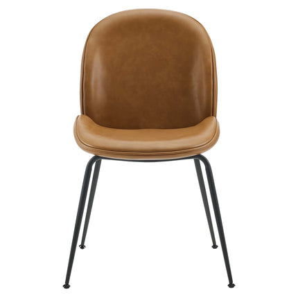 Modway EEI-4636 Scoop Black Powder Coated Steel Leg Vegan Leather Dining Chairs Set of 2 Modway