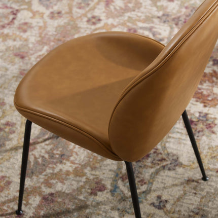 Modway EEI-4636 Scoop Black Powder Coated Steel Leg Vegan Leather Dining Chairs Set of 2 Modway