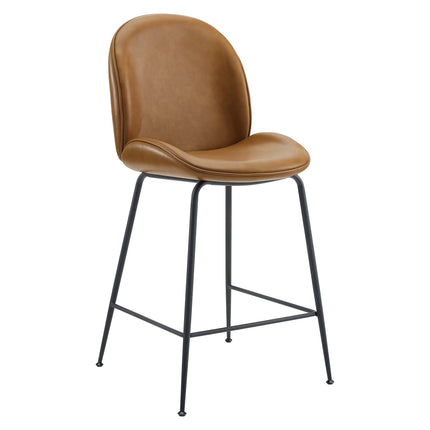 Modway EEI-4638 Scoop Black Powder Coated Steel Leg Vegan Leather Counter Stool Modway