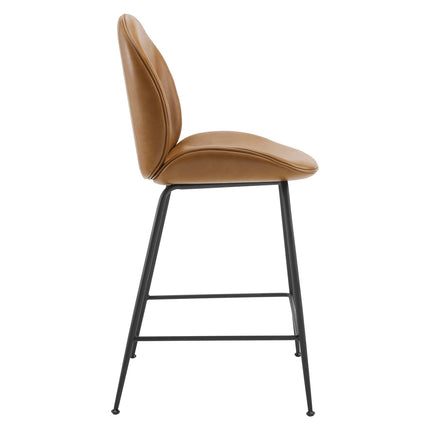 Modway EEI-4638 Scoop Black Powder Coated Steel Leg Vegan Leather Counter Stool Modway