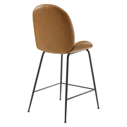 Modway EEI-4638 Scoop Black Powder Coated Steel Leg Vegan Leather Counter Stool Modway