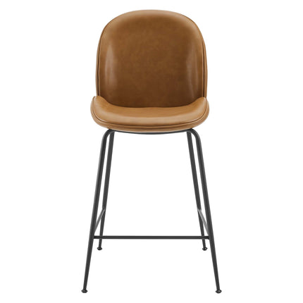 Modway EEI-4638 Scoop Black Powder Coated Steel Leg Vegan Leather Counter Stool Modway