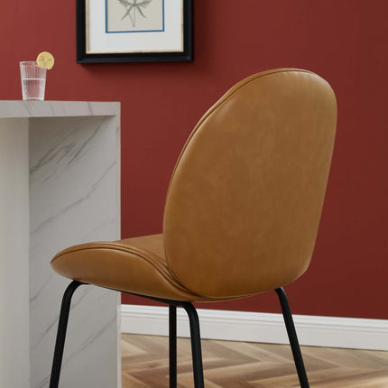 Modway EEI-4638 Scoop Black Powder Coated Steel Leg Vegan Leather Counter Stool Modway