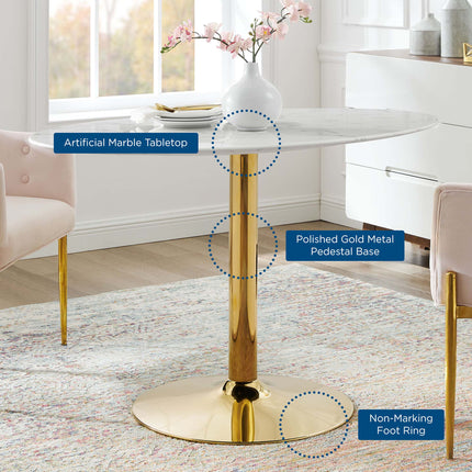 Modway EEI-4752 Verne 48" Oval Artificial Marble Dining Table Modway